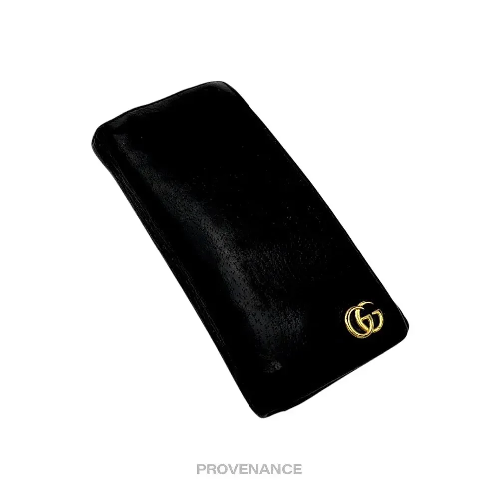 🔴 Gucci GG Marmont Long Wallet - Black Leather